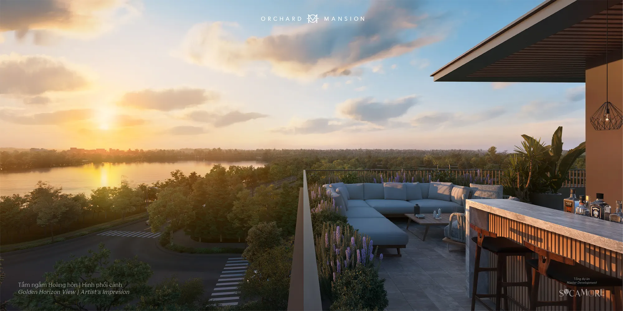 Tầm nhìn hoàng hôn từ hồ bơi vô cực Golden Horizon