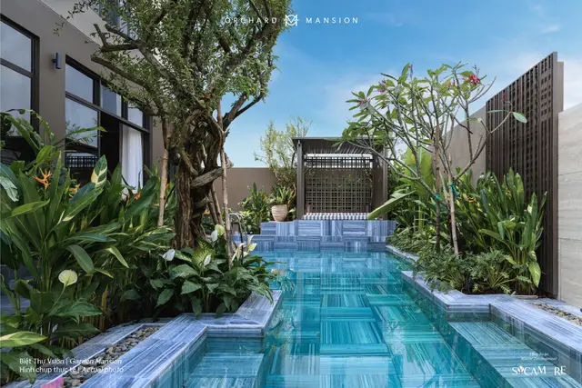 Sân vườn và hồ nước nhà mẫu Garden Mansion